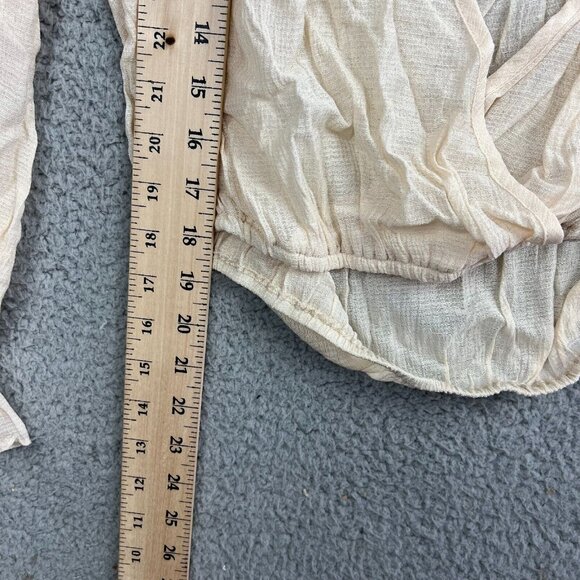 Lush Cream White Crop Top Crossover BOHO Blouse Womens Size Small - Picture 4 of 7